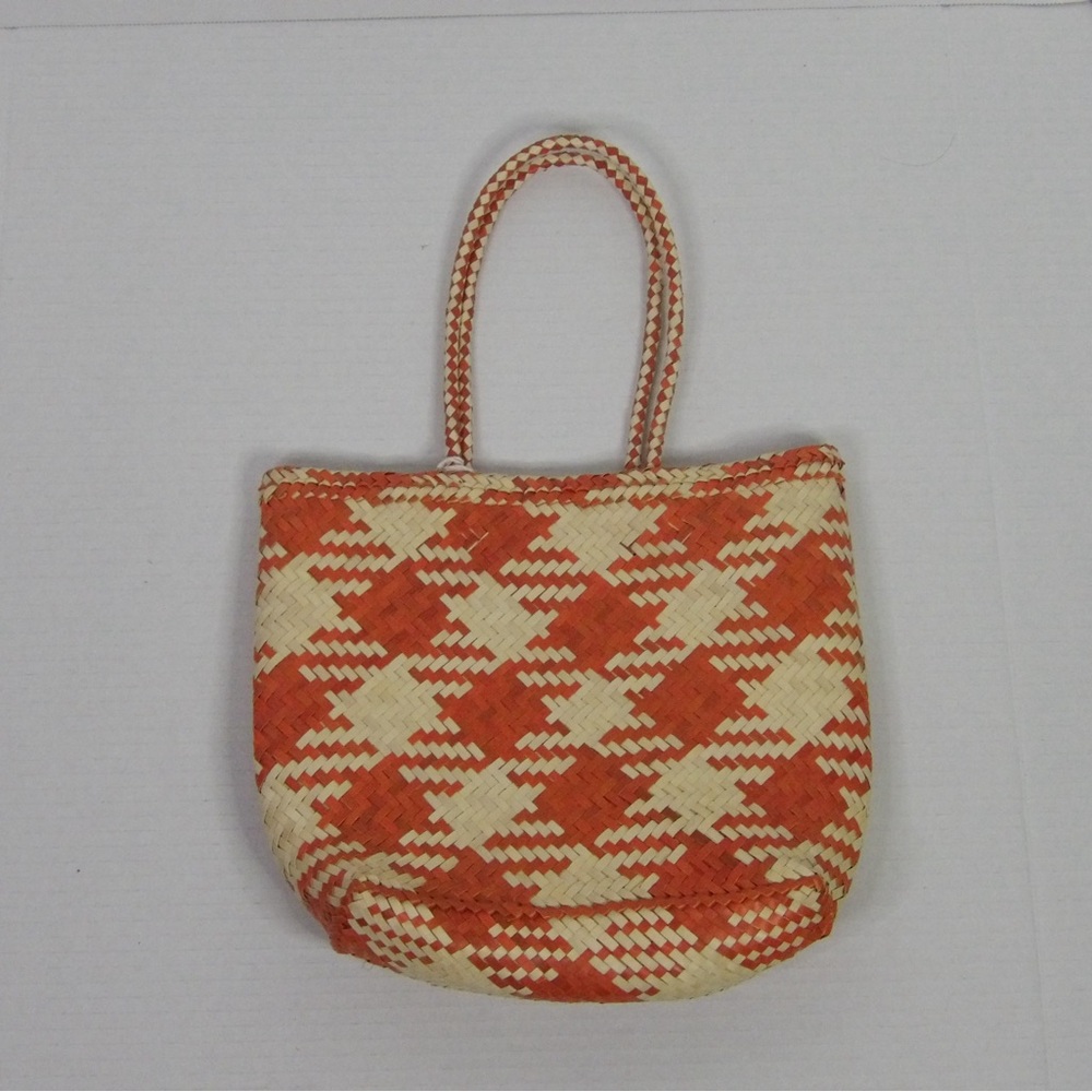 Woven Orange and Cream Tote Bag